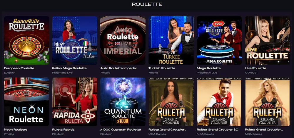 Lista över de bästa roulette-spelen på GlitchSpin Casino